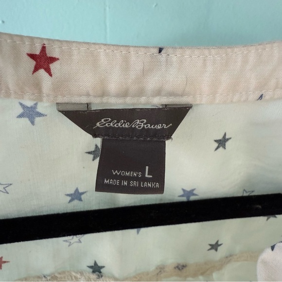 Eddie Bauer women's patriotic stars cream sleeveless tank top L 4th of July - Picture 5 of 6